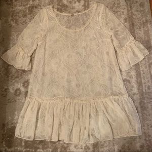 Free People Ivory Velvet Shift Dress